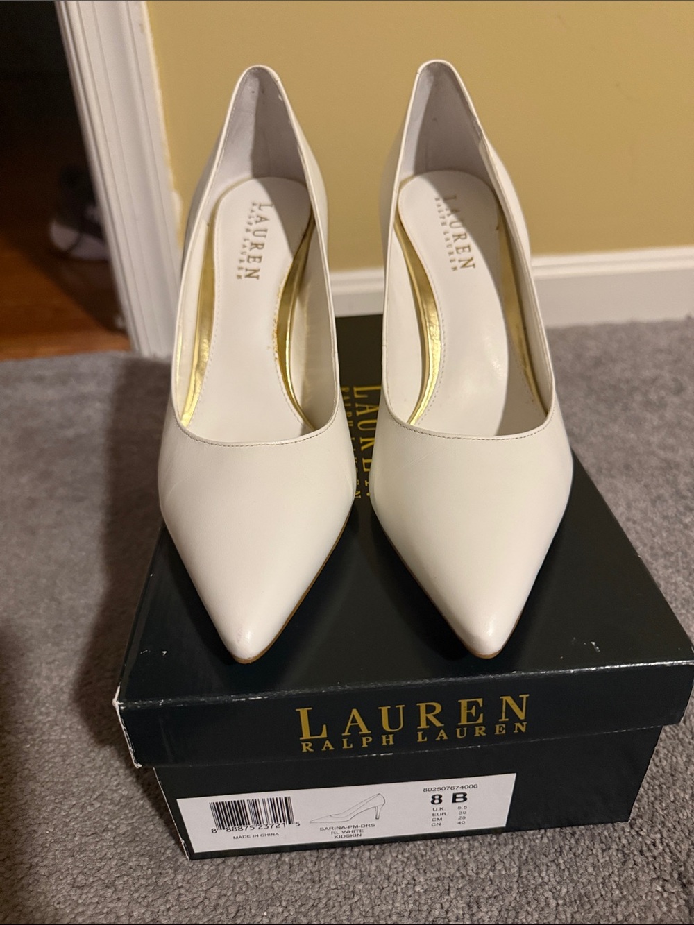 Lauren Ralph Lauren Ivory Pointed-Toe Leather Pumps -NWOT
